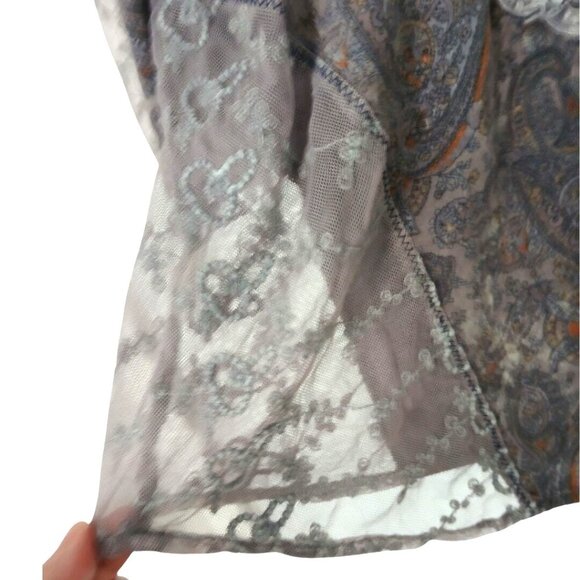 BKE Gimmike Lace Embroidered Boho Tunic Women Medium Purple 3/4 Sleeves V Neck - Picture 4 of 6